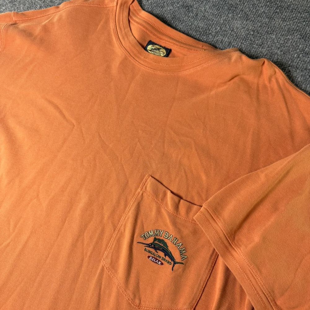 Vintage Tommy Bahama Relax‎ Orange Pocket Tee L Made In Canada 90s Y2K